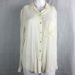 Be Cool Shirt Womens Sz M Ivory Long Sleeve Button Up‎ Lightweight